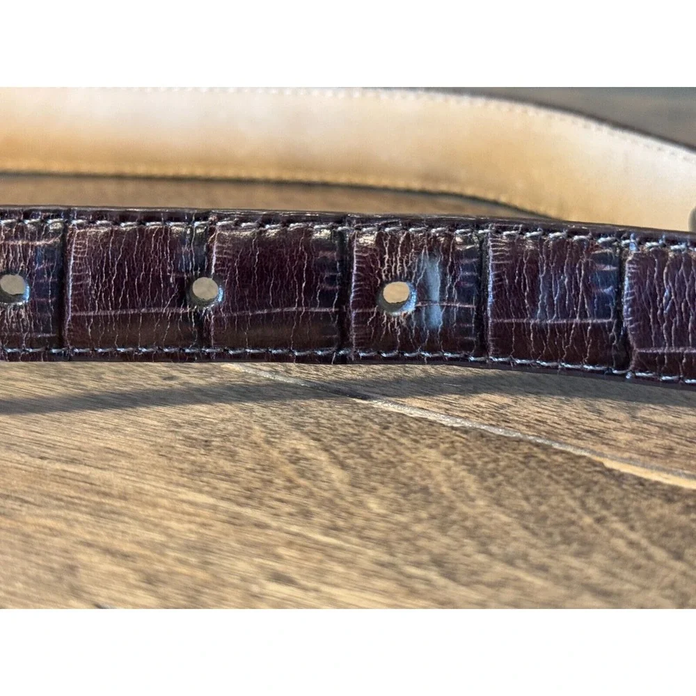 Brighton Women Brown Belt Size S 44209 Leather Silver & Brass Toned‎ Accents